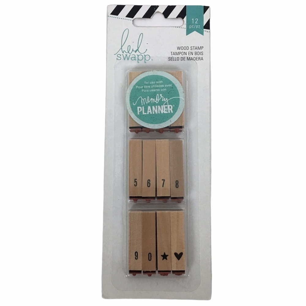 HEIDI SWAPP Mini Wood Stamp Set Memory Planner Scrapbooking Bullet Journal NWT
